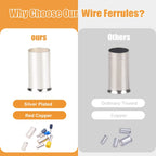 166/305 Pcs Wire Ferrules Kits Silver Plated Copper Crimp Terminal Connector 8 Sizes Sleeves Insulated Cord Pin End Terminal