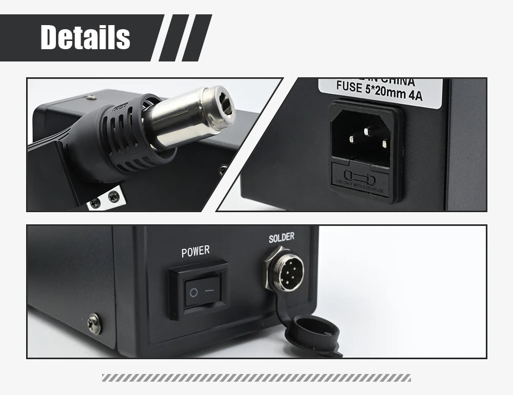 858D-B JCD Hot Air Gun BGA Rework Soldering Station, 220V SMD SMT Welding Repair Heat Gun