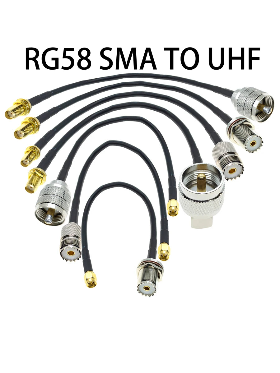 SMA Male Female to PL259 SO239 UHF Jack Plug Pigtail Cable Adapter RG58 30CM/50CM/100CM/200CM Wholesale NEW