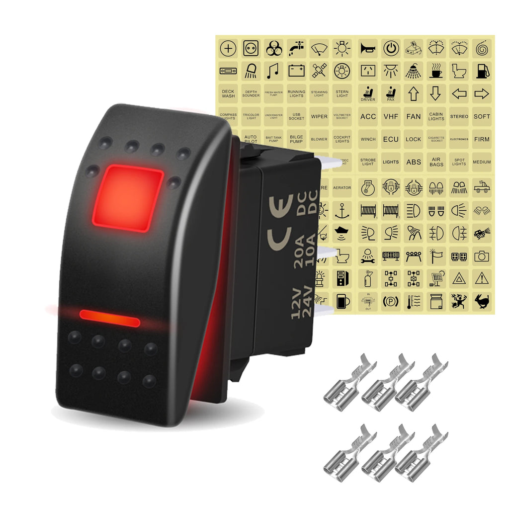 12V 20A White Lens Led Rocker Switch SPST / DPDT / Latching ON-OFF / Momentary (ON)-OFF-(ON) For Carling Switch Replace