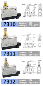 10Pcs Horizontal Limit Switch Long Hinge Roller Lever Momentary SPDT 1NO 1NC 380V 10A Industrial Travel Position Switch IP54