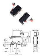 10pcs Mini Micro Switch 3Pin With Roller Limit Switch KW11-3Z KW12-N
