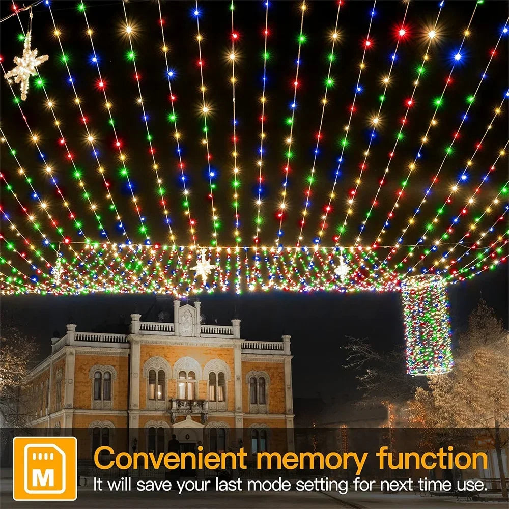 1000/500LED Green Wire Led String Fairy Lights US/EU Plug 110V/220V Waterproof LED Christmas Tree Holiday Home Garden Decor Xmas