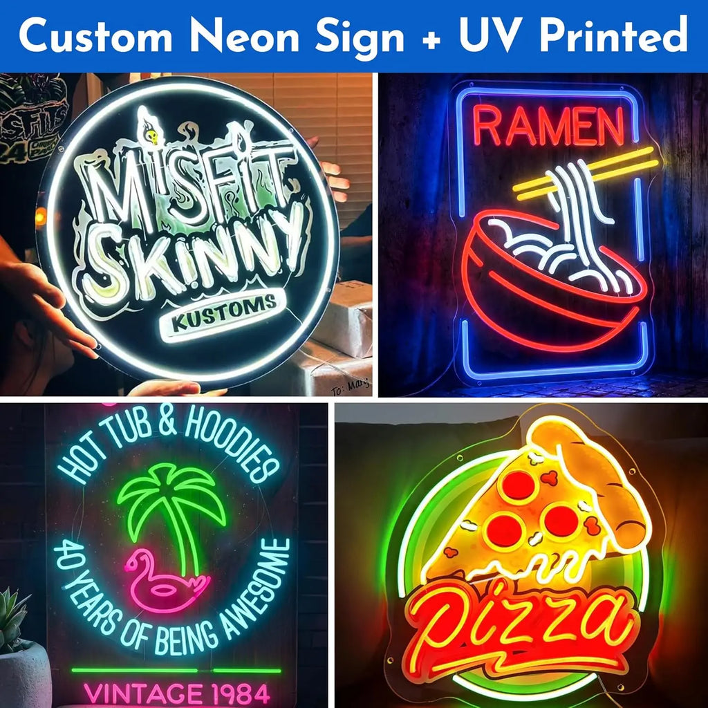 Wakklia Custom Logo Neon Sign, UV Printed Store Neon Sign Customizable Large, Custom LED Logo Sign, Images Print Customized for