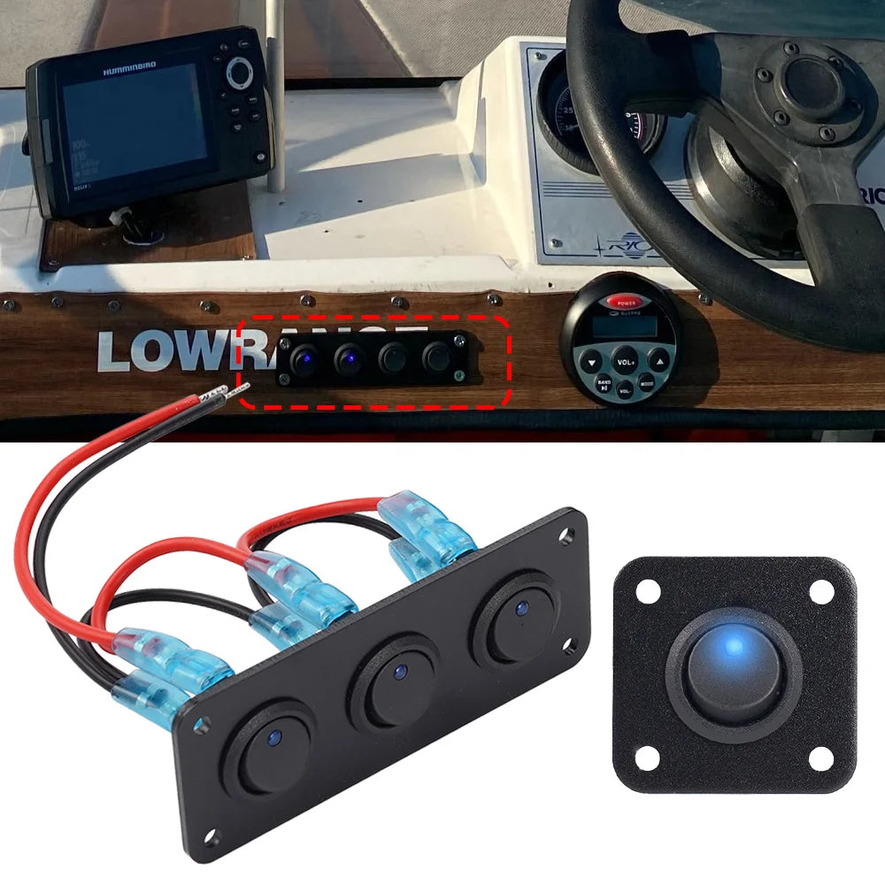 1-4 Gang Toggle Switch Panel 12V USB Car Boat Marine RV Truck Blue LED Styling Accessories Marine Rocker Switch Universal