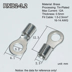 100pcs RNB Brass Ring Bare Terminal Block Connector Cable Lugs Wire Crimping Tips Electrical Connection Strips 12V 2.5mm 4mm 6mm