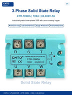 CNTD CTR-100DA 3 Phase Solid State Relay 100A 40-480V AC DC Control SSR Zero Crossing Industrial Relay for Heater Motor