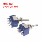 5Pcs Miniature Lever Toggle Switch Single Pole Double Throw ON-OFF-ON /ON-ON 120VAC 6A 1/4 Inch Mounting MTS-102 103 202