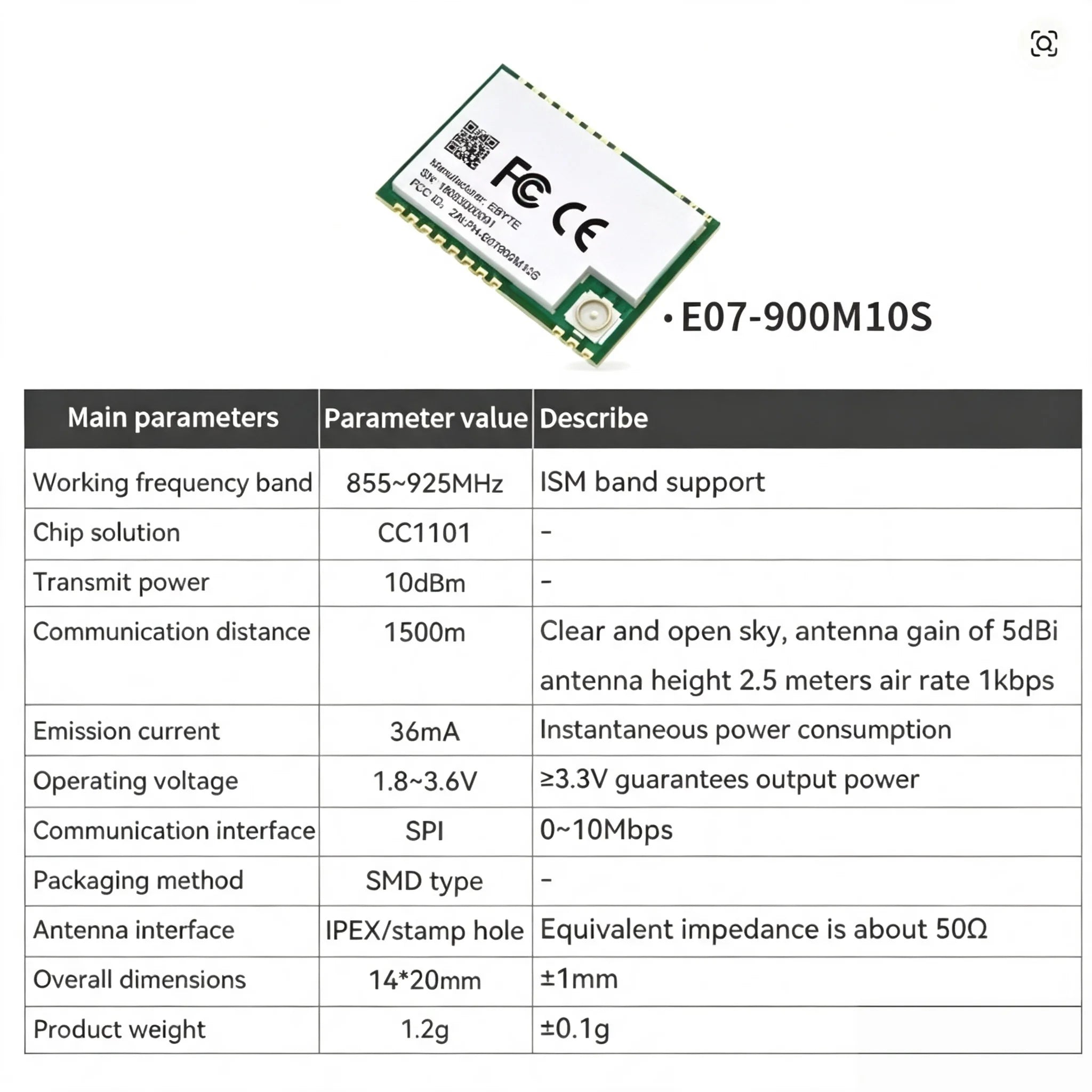 CC1101 Wireless RF Module E07-900MM10S E07-900MM10S E07-900MBL-01 E07-M1101D-SMA433Mhz E07 Module SPI Wireless Module