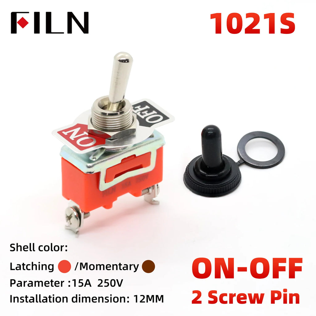 FILN 15A 250V Toggle Switches Miniature Thumb Lever on Off Electronics SPST SPDT DPDT Power Rocker Waterproof Cap