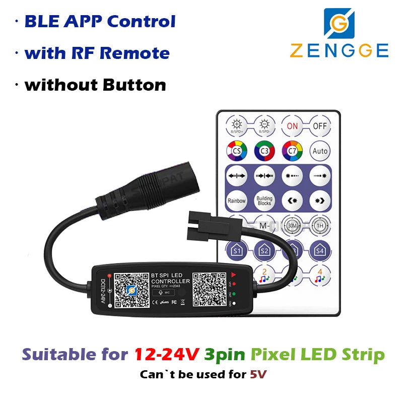 BLE WS2812B Controller BT Music for Pixel LED Strip Light SK6812 WS2811 WS2812 LED Light Strip USB 5V APP Remote Controller