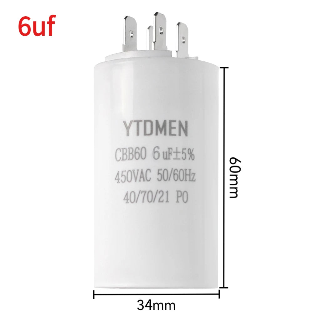 1PCS 450VAC CBB60 Motor Run Capacitors 4pin Dual Insert Starting Capacitor 4UF-60UF for Air Compressor Water Pump 6UF 10UF 50UF