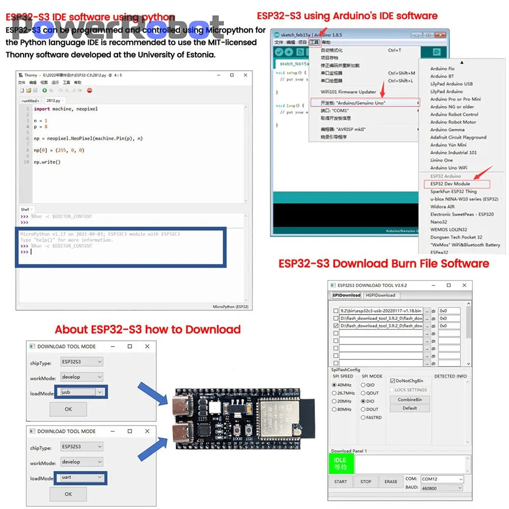 ESP32 S3 Development Board 44Pin Expansion Adapter Kit ESP32S3 2.4G Wifi BT Module MCU ESP32-S3-WROOM1 N16R8 Type-C ESP32-S3