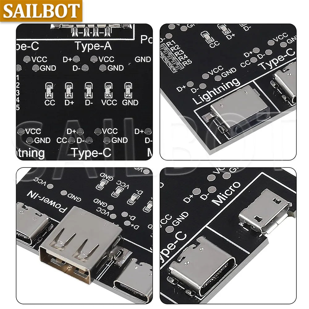 DT3 Data Cable Detection Board Type C USB C Micro USB Cable Tester Detector for Apple IOS Android Fast Quick Charging Lighting