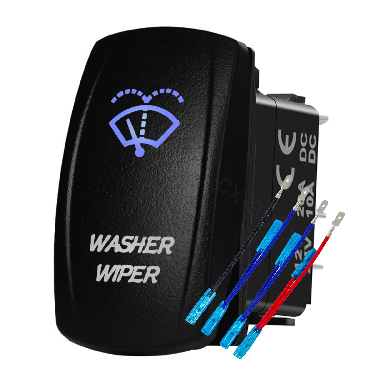 12V 24V Boat Trim Tabs Switch (ON)-OFF-(ON) Momentary Rocker Switch Waterproof Blue Light ON-OFF Toggle Switch With Harness