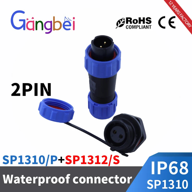 SP13 Waterproof Connector Male Plug & Female Socket Panel Mount Wire Cable Connector Aviation Plug IP68 2/3/4/5/6/7/9 Pin GBDQA
