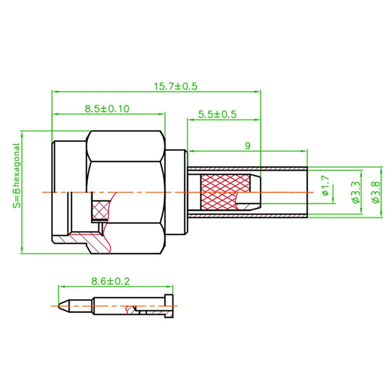 5PCS RF SMA Male Female Connector Crimp for RG174 RG316 RG178 RG179 LMR100 Cable Connector