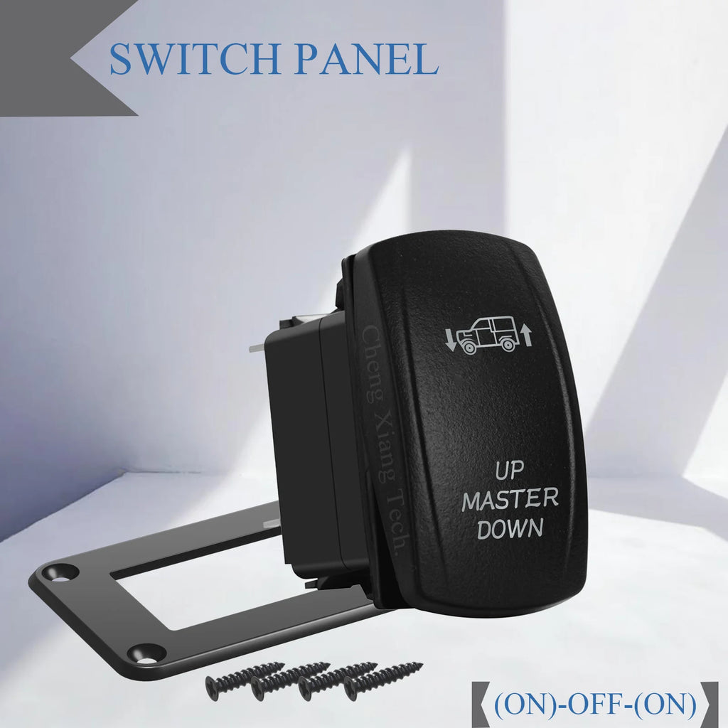 Waterproof 12V/24V 7-Pin DPDT Reverse Polarity Rocker Switch Blue LED Latching/Momentary On-Off-On for DC Linear Actuators Motor