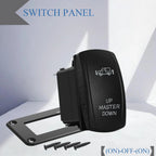 Waterproof 12V/24V 7-Pin DPDT Reverse Polarity Rocker Switch Blue LED Latching/Momentary On-Off-On for DC Linear Actuators Motor