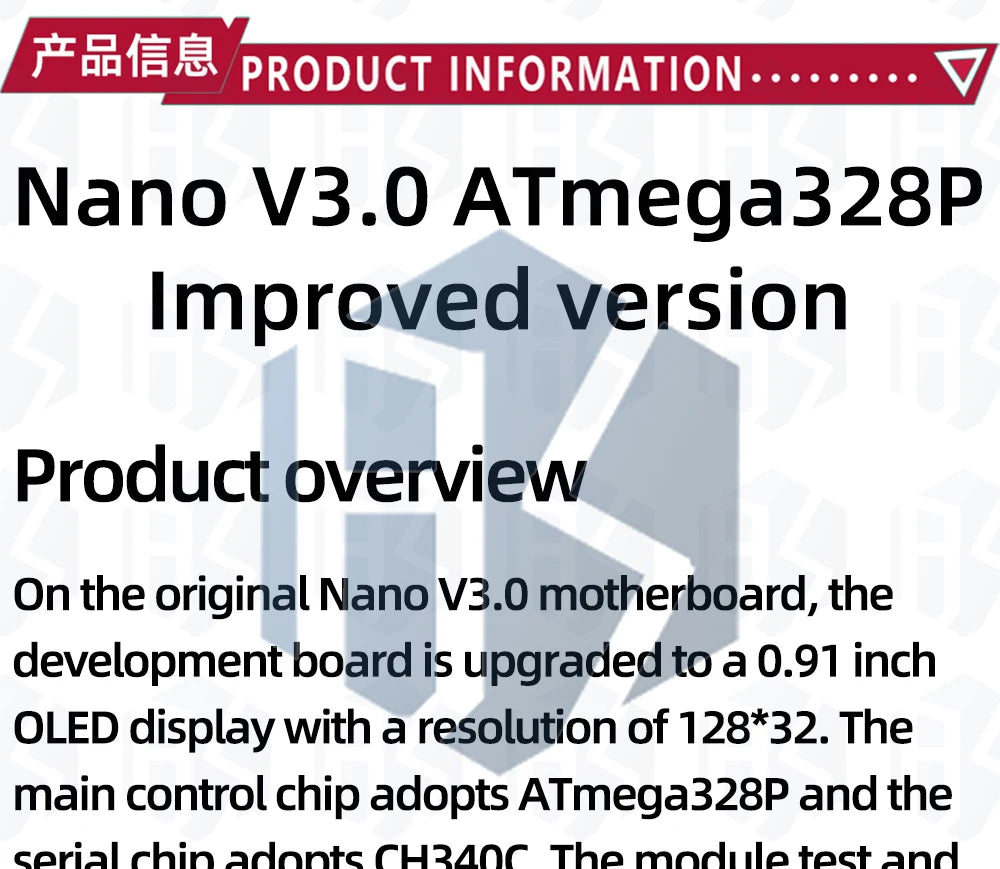 Nano V3.0 Development Board ATmega328P CH340C 0.91''white  OLED Display 128*32 For Arduino Nano V3.0 MINI USB