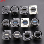 JCD 1pcs Metal D Type Module RJ45 CAT6&USB 2.0/3.0&Type C&HDMI-Jack Socket Through Network Panel Mounting Electronic Connector