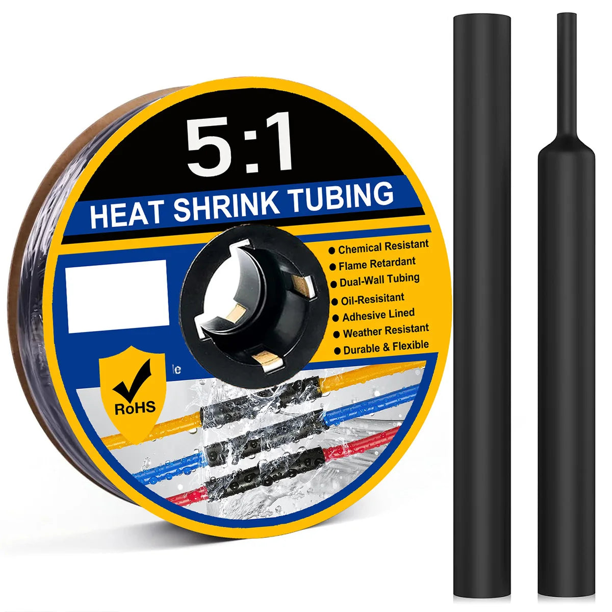 Φ4mm-Φ32mm Heat Shrink Tubing 5:1 Ratio Dual Wall Adhesive Lined Shrinkable Wire Wrap Tube Waterproof Industrial Marine Grade