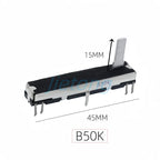 1pc 45mm Sliding Potentiometer 4.5cm Stereo Channel B10K Axis Length 15mm Sliding Stroke 30mm