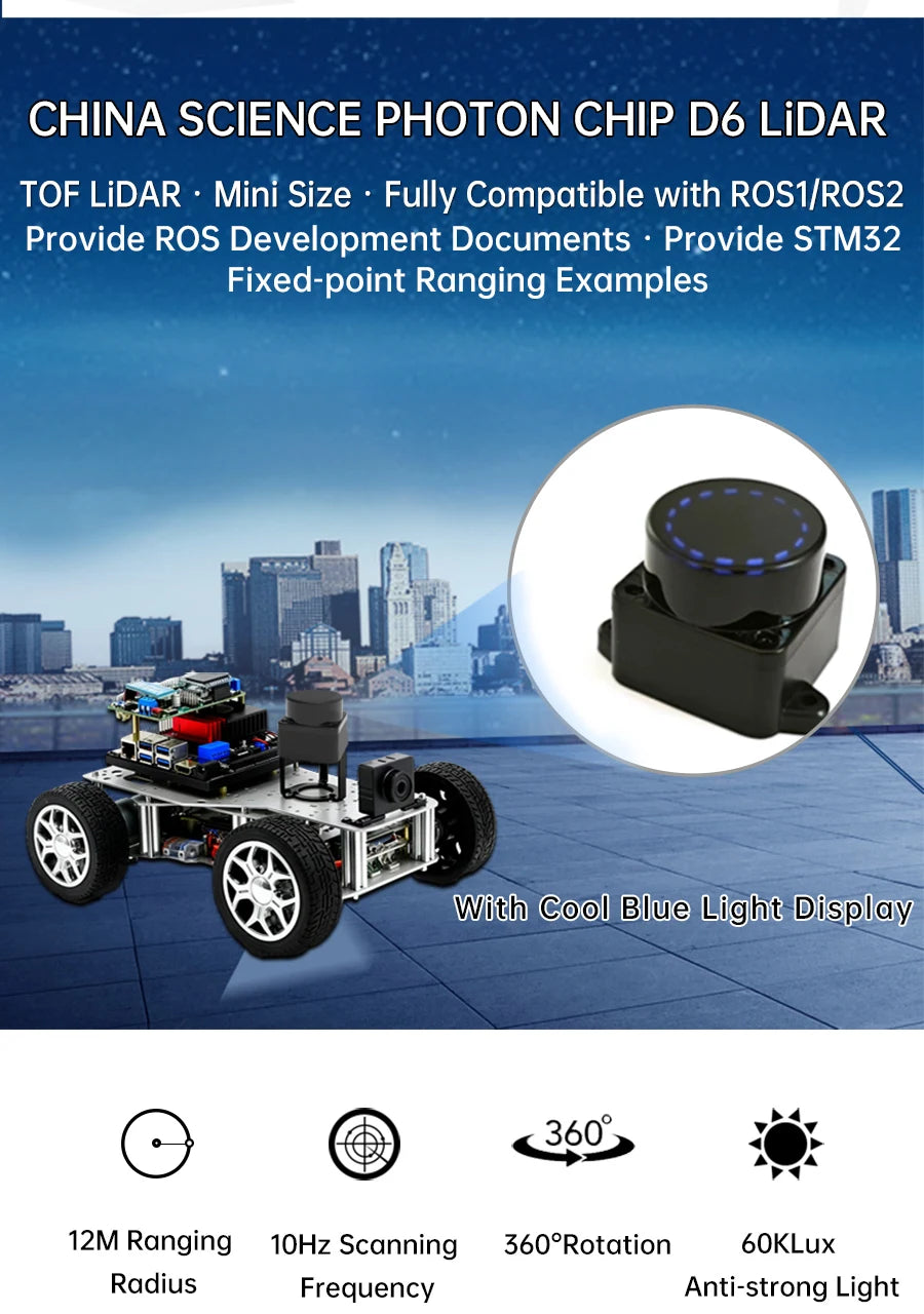 WitMotion TOF Laser Lidar Outdoor Light Resistance 5000Hz 60Klx 12m 360° Scanning