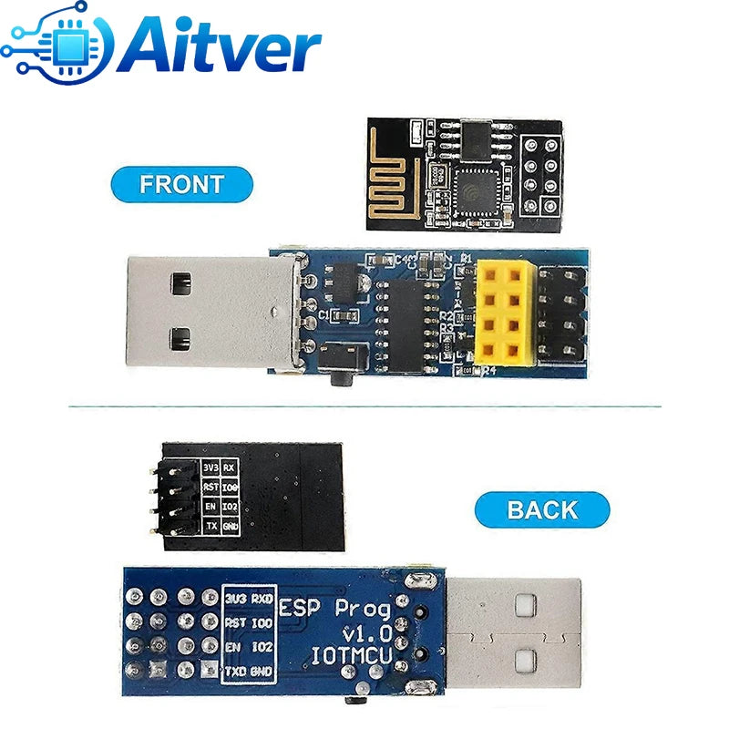 ESP01 Programmer Adapter USB to ESP8266 ESP01S Downloader with Auto Download Function CH340 for Arduino DIY Projects