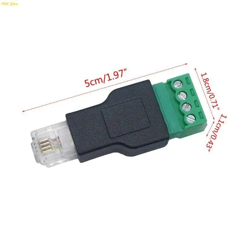 U1JB RJ11 to Screw Terminal Adapter 4P 4C Male to 4 Pin Screw Terminal Connector