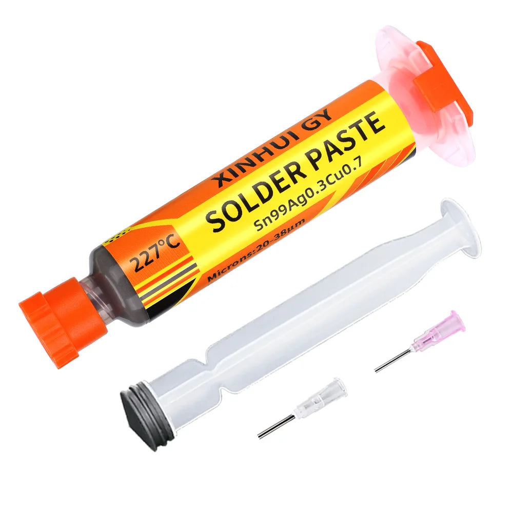 Syringe Solder Paste 227℃ Lead-Free High Temp SAC0307 No-Clean Flux Paste for Chip Repair BGA Reballing Smartphone IC SMD Solder