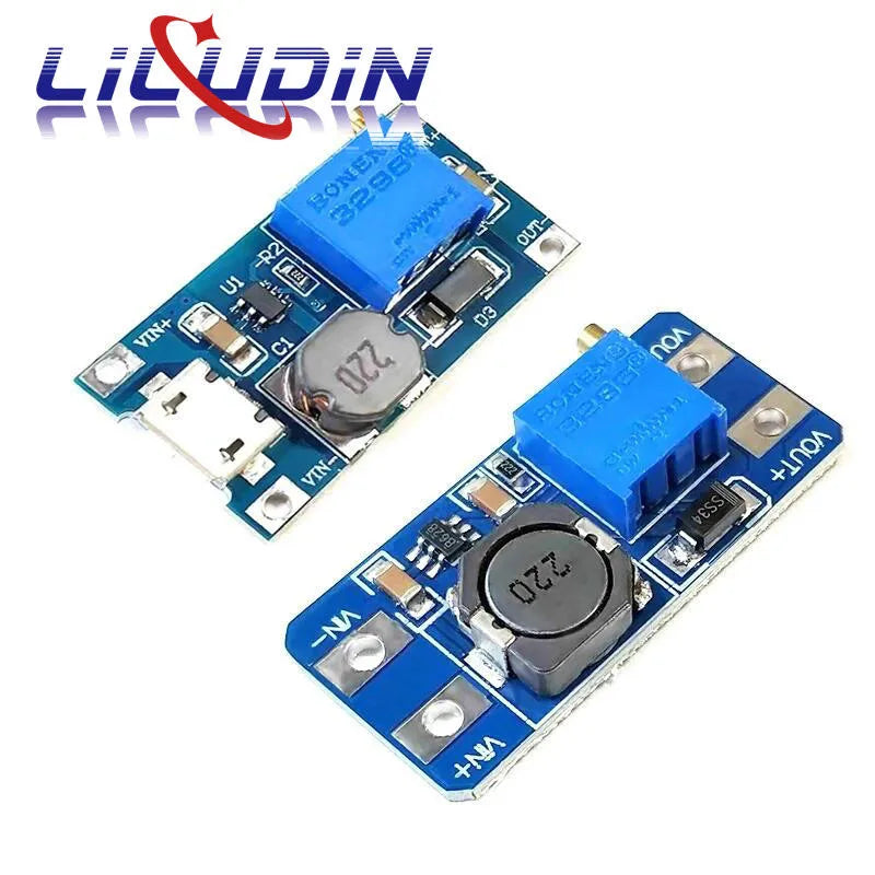 MT3608 DC-DC Adjustable Boost Module 2A Boost Plate Step Up Module with MICRO USB 2V-24V to 5V 9V 12V 28V