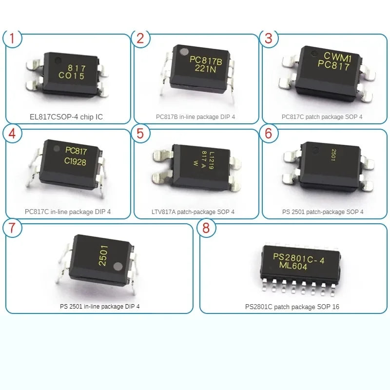 10pcs PC817B EL817C PC817A PS2501 PS2801 PC817C PC817 SOP-4 DIP-4 SOP-16 Transistor Output Optocoupler