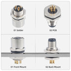 M8 IP67 Waterproof Circular Connector 3 4 5 6 8 Pin Front Rear Panel Mount Solder Industrial Socket Screw M8 M10 M11 M12