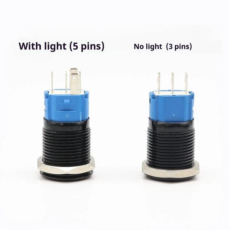 12/16/19/22MM black metal switch button self-locking latching reset power button start stop car motorcycle 6/12/24/220V on off