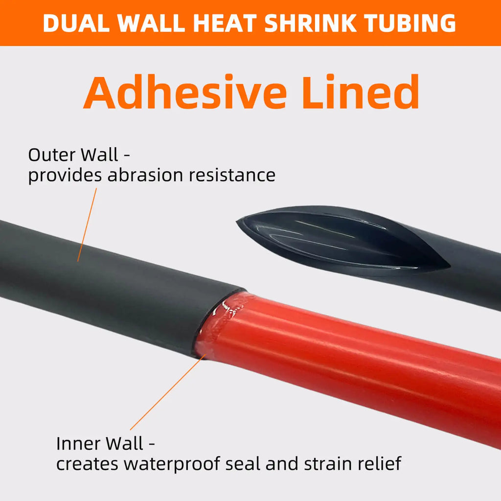 Φ4mm-Φ52mm Heat Shrink Tubing-4:1 Ratio Dual Wall Adhesive Lined Shrinkable Wire Wrap Tube Waterproof Industrial Black