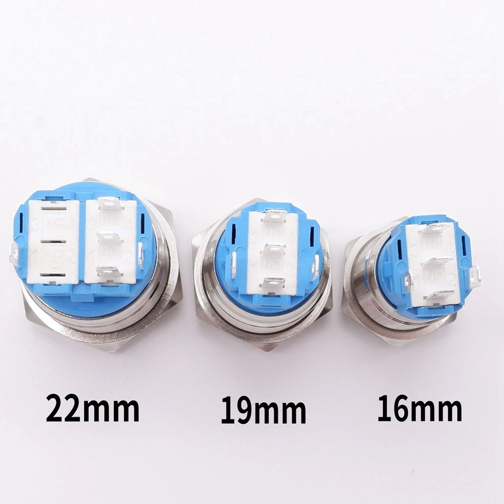 16mm 19mm 22mm Metal Push Button Switch Led Backlit On Off Car Engine Power Start Stop Waterproof With Wire 1NO1NC 5V 12V 220V