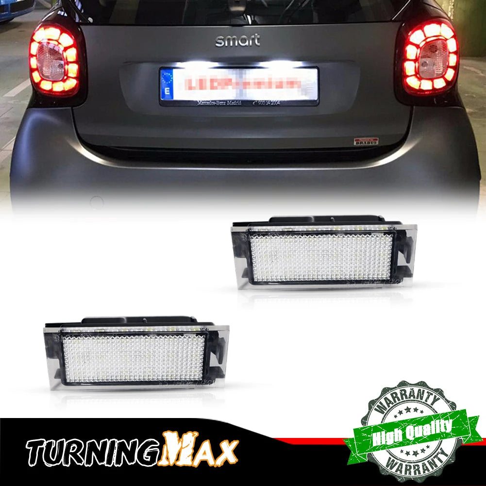 2PCS Xenon White CAN-bus LED License Plate Lights For 2016-18 W453 Smart Fortwo