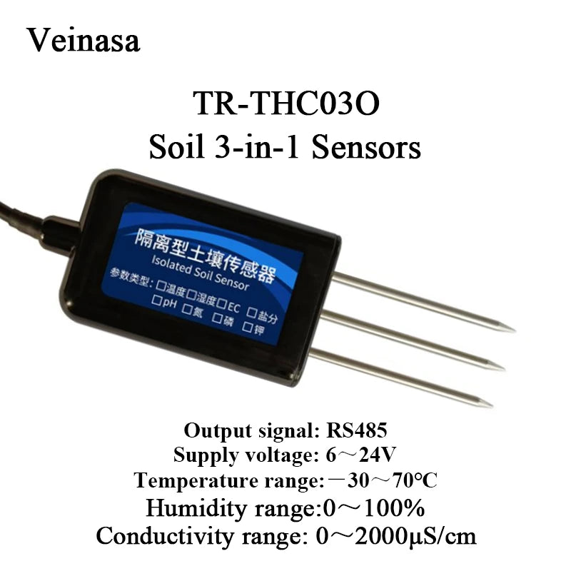 TR-THC03O 3 in 1 Soil Temperature Humidity Conductivity Sensor Soil Moisture Temperature EC Sensor Portable Soil Sensor