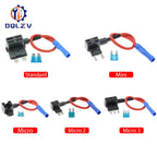 12V Fuse Holder Add-a-circuit TAP Adapter Micro Mini Standard Ford ATM APM Blade Auto Fuse with 10A Blade Car Fuse with holder
