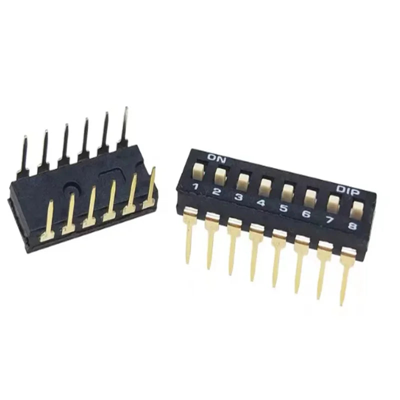 Slide Type SMT SMD Dip Switch Toggle 2.54mm 2Row 4Pin 2 Position/8 Pin 4 Position/16Pin 8 Position Black Switch Gold Plated Pin