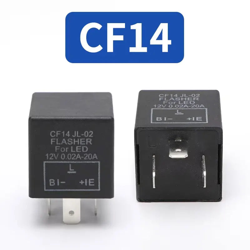 CF13 CF14 JL-02 3-Pin LED Flasher Relay, Hyper Flash Fix Turn Signal Relay 12V for Car Motorcycle LED Lights