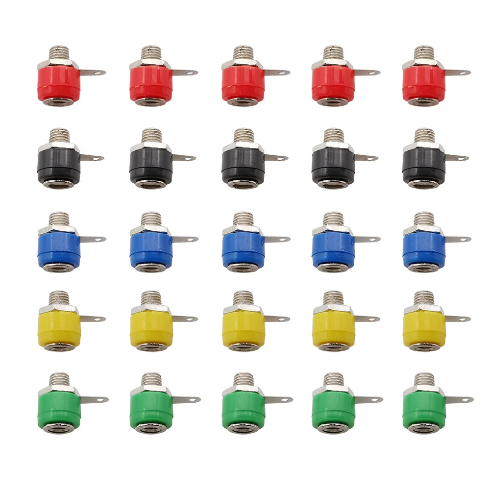 25Pcs Binding Post 4mm Banana Socket Female Connector 4mm Banana Plugs Test Speaker Jack Nut Panel Mount Terminals Adapter