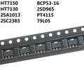 20PCS HT7150 HT7130 2SA1013 2SC2383 BCP53-16 2SD965 PT4115 79L05 SOT89 Transistor SMD Triode