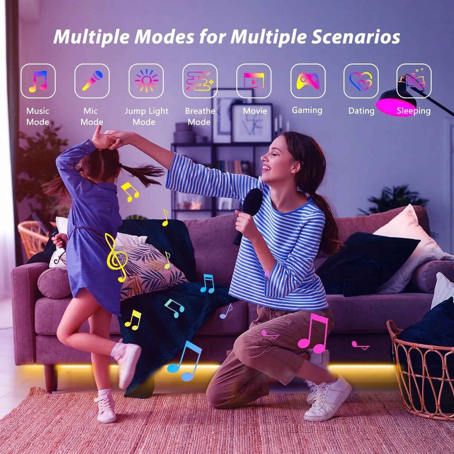 Smart LED Strip Lights 1m-20m Music Sync 5V RGB Led Light with App and Remote Control Christmas Party Room Decoration Lighting