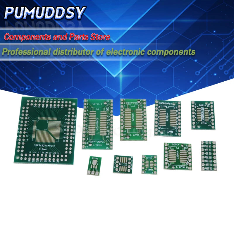 10PCS PCB Board SMD Turn To DIP 0805 0603 0402 SOT23 SOP MSOP SSOP TSSOP 8 10 14 16 20 24 28 SMT To DIP Adapter Converter Plate