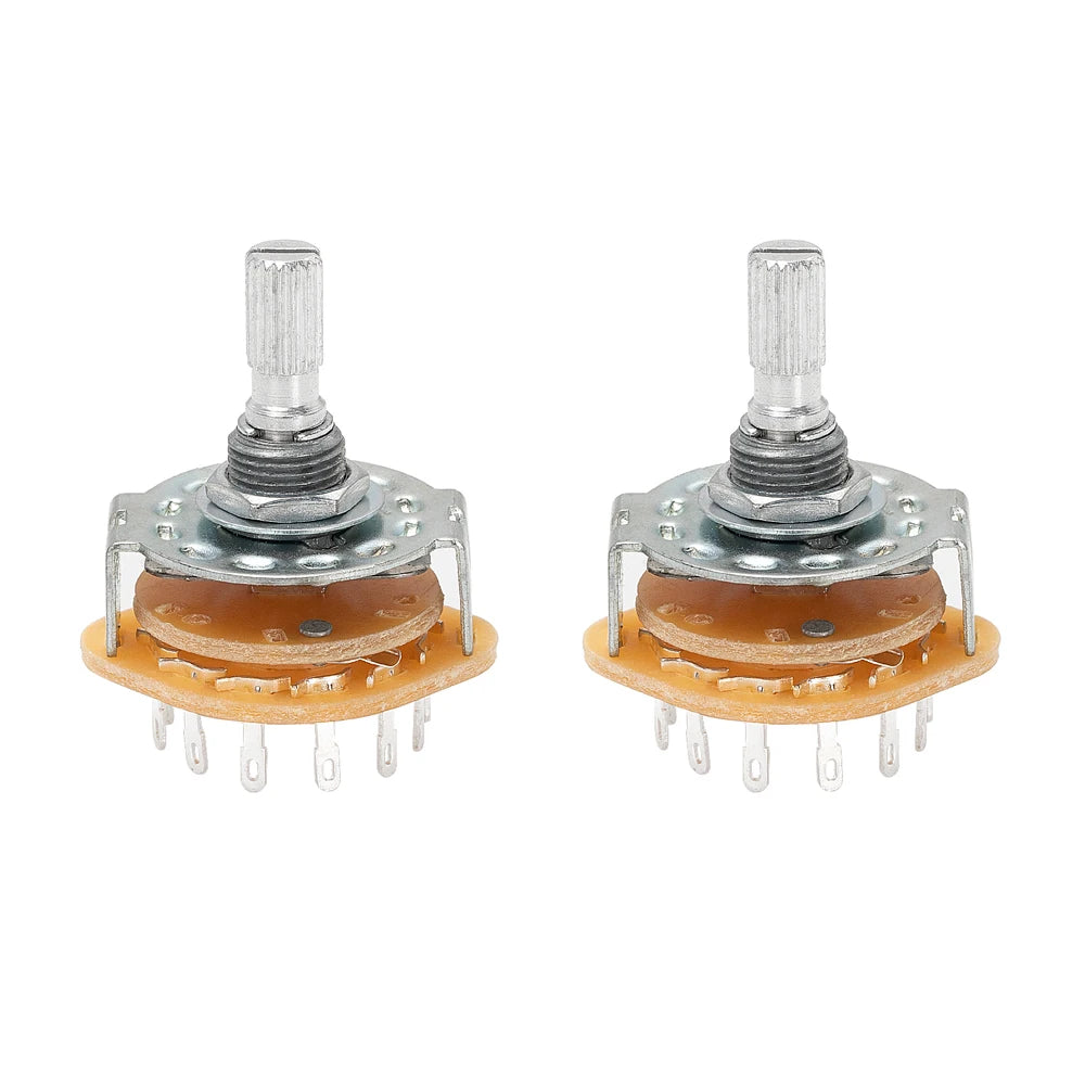 2PCS 20MM Metal Rotary Switch Selector 1P12T/2P6T/3P4T/4P3T M9X0.75 18 Teeth Knurl Shaft With Solder Terminals