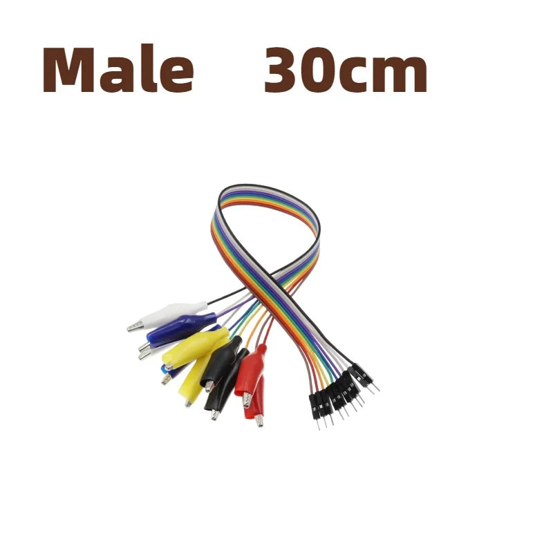 10pcs-5-1pcs 20cm 30cm Alligator Clip To Dupont Wire 10Pin Male Crocodile Clip To Jumper Wire 10pin Female Test Lead for Arduino