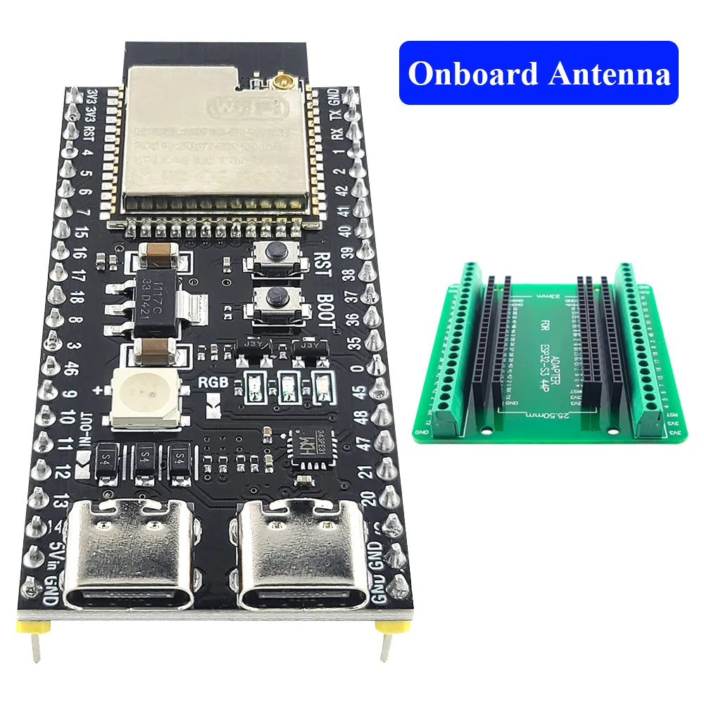 ESP32-S3 Development Board with Expansion Adapter Kit 2.4G Wifi BT Module MCU ESP32-S3WROOM1 N16R8 44Pin Type-C ESP32-S3