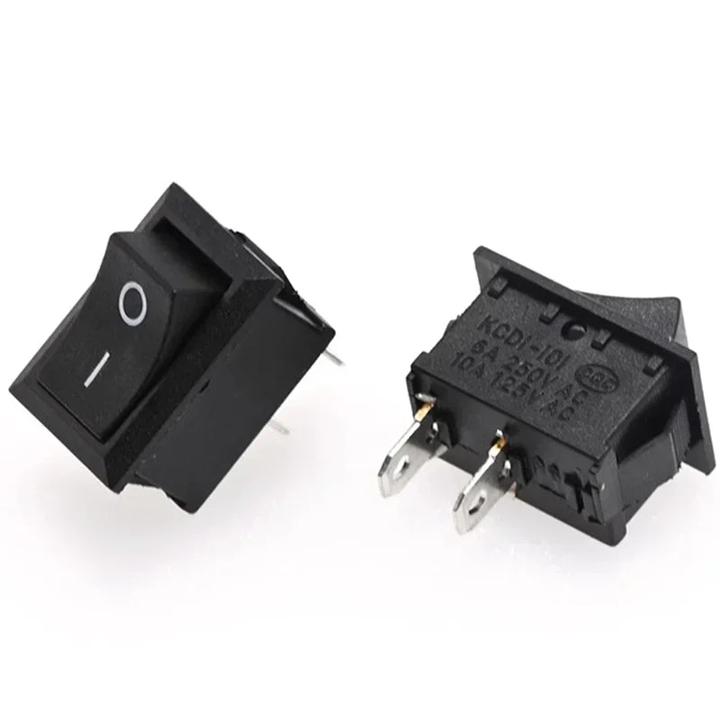 Black Snap-in Rocker Switch 2 Pin Power Switches SPST Boat-Shape Push Button Switches 15x21mm Toggle Switch KCD11 / KCD1